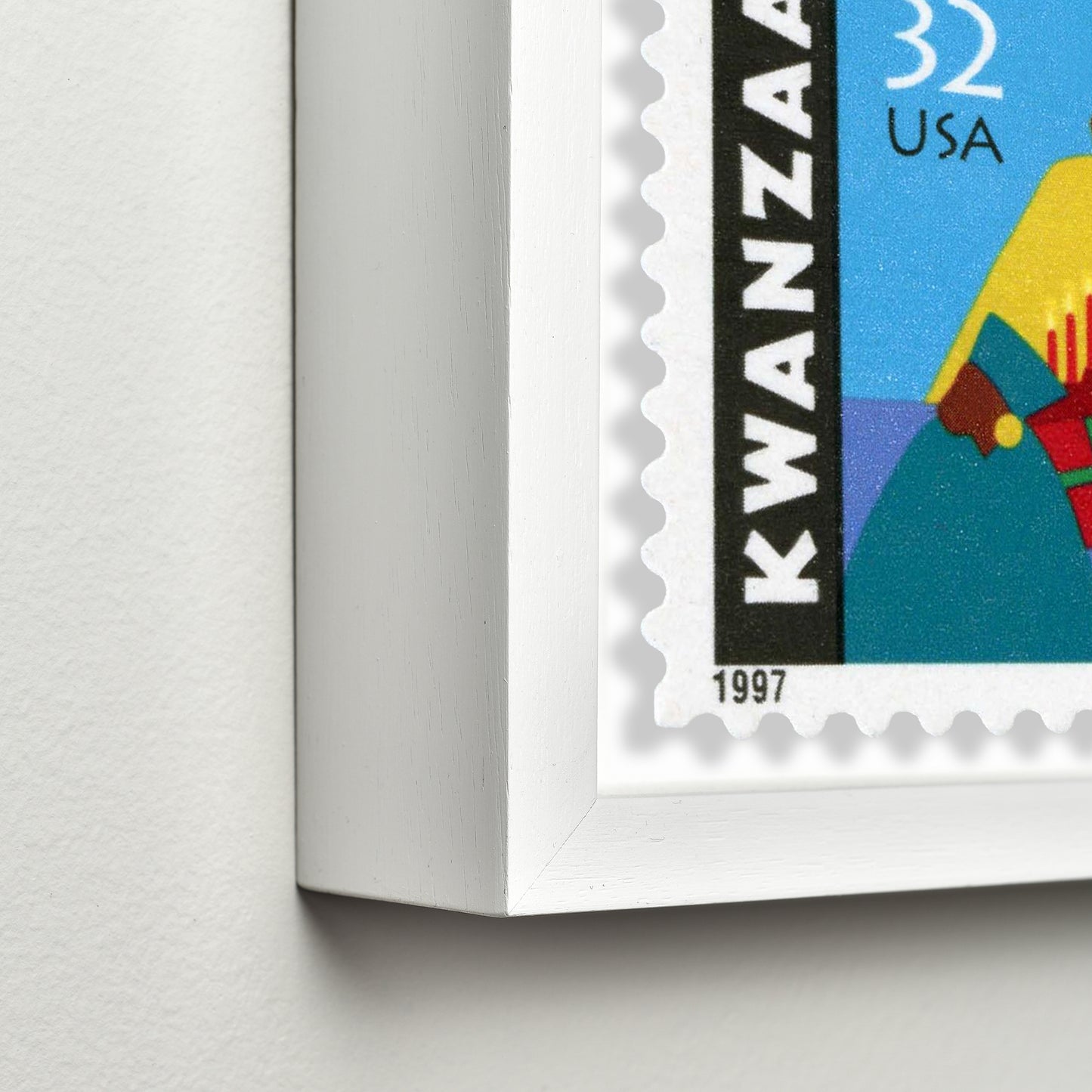 32c Kwanzaa Postage Stamp Poster Framed Floating, United States of America Postage Stamp