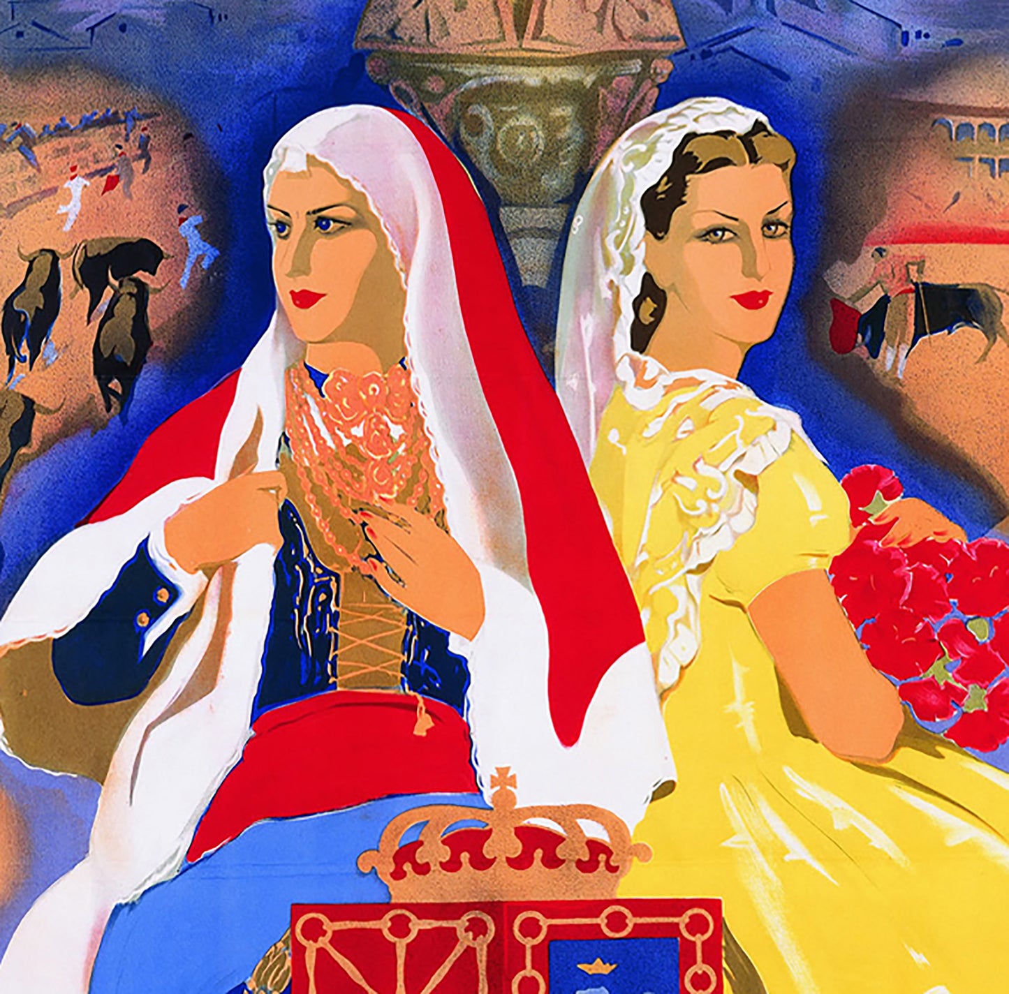 Pamploa Festival, Vintage Travel Spain Poster Print Framed Canvas, San Fermin Poster, Spanish Poster, Tourism Travel Poster, Vintage Poster