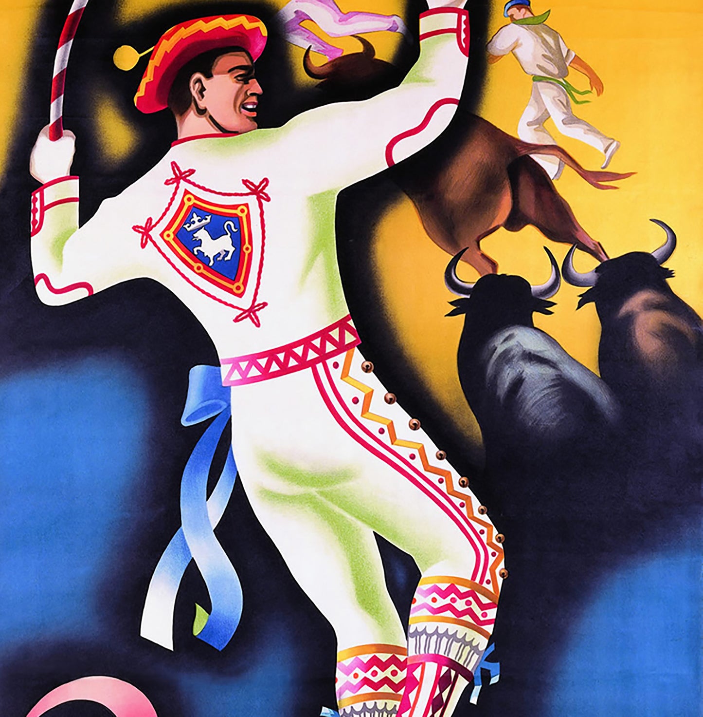 San Fermin Festival, Pamplona City 1950 Spanish Travel Poster Print Framed Canvas, Toros, Spain Poster, Tourism Poster, Vintage Poster