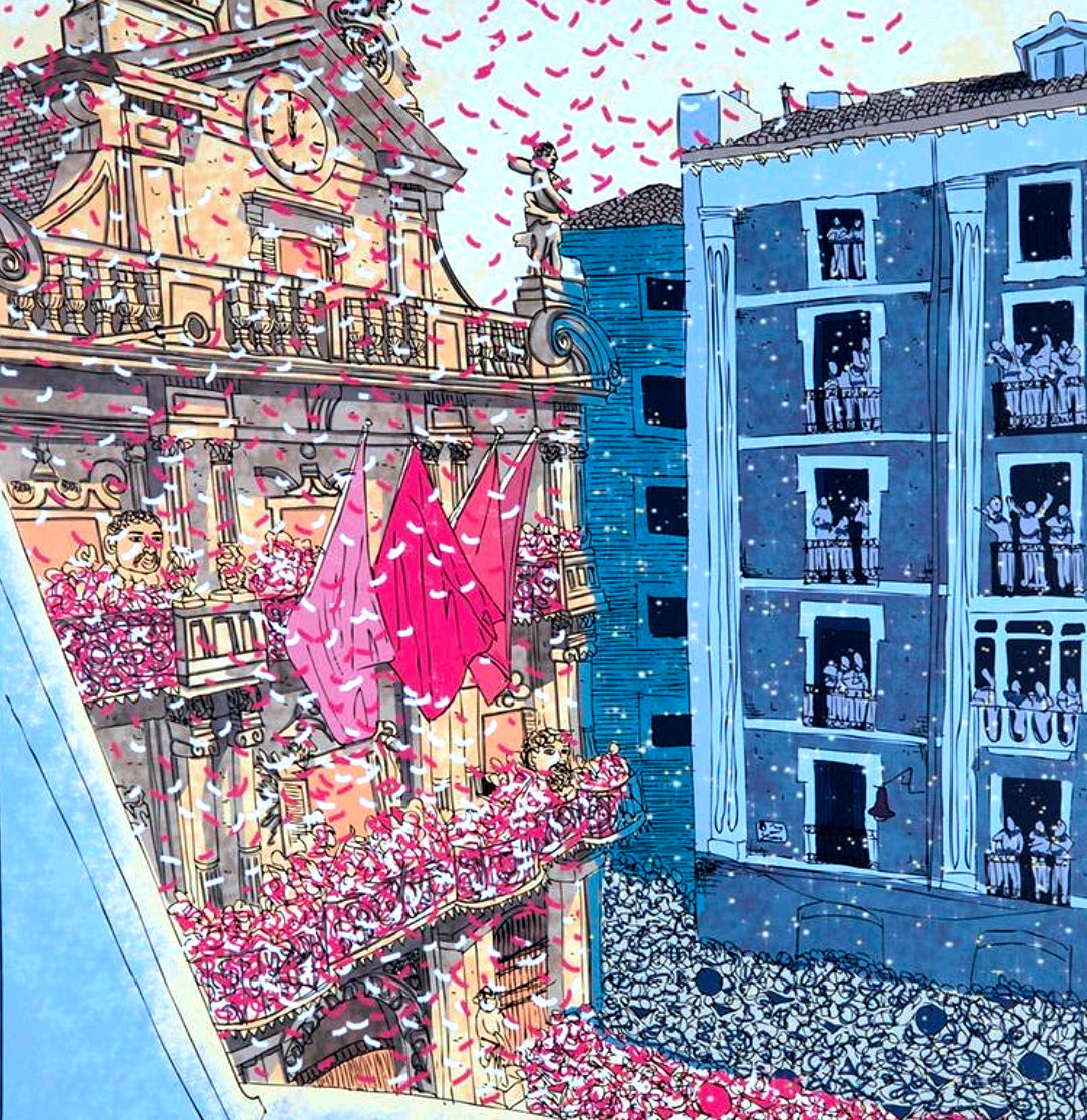San Fermin 2019 Festival Poster Print Framed Canvas, Pamplona Poster, Bullfighting, Spain, Tourism Travel Poster, Vintage Poster