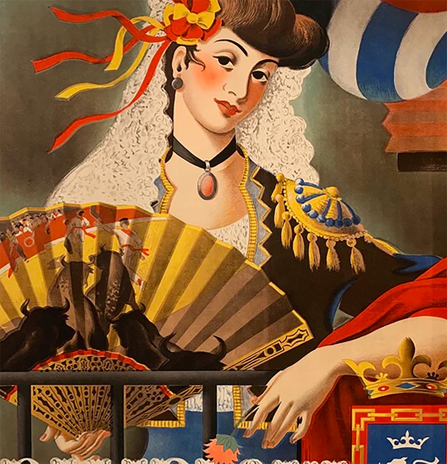 Pamplona, Festival of San Fermin 1949 Poster Print Framed Canvas, Ferias Y Fiestas, Toros, Spain Poster, Tourism Poster, Vintage Poster