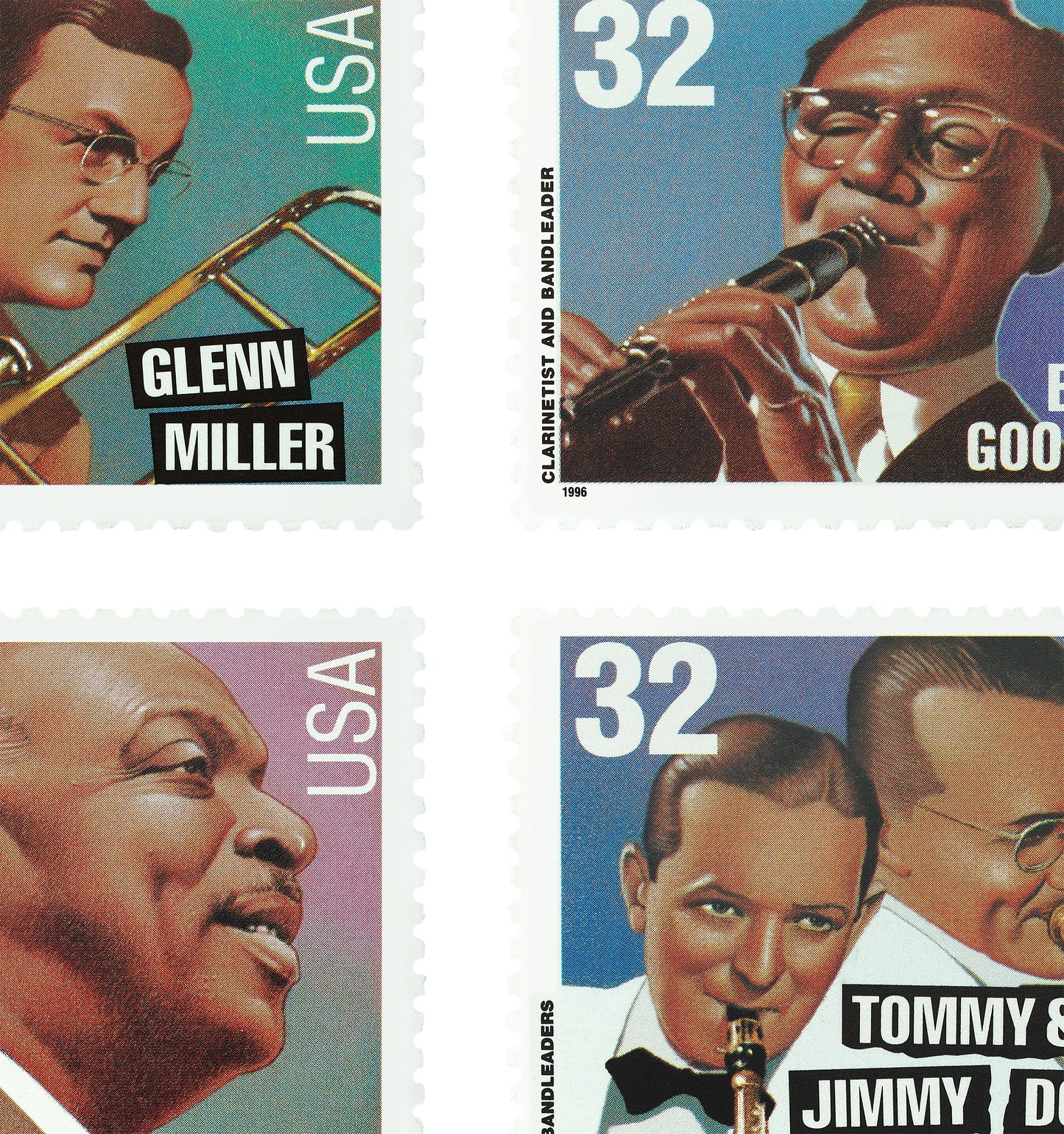 The Most Popular Jazz Singers 4 Pcs Stamp Postage Picture Poster Framed Floating, American Stamp, American Famous Singer Stamp, Picture Wall Art Decoration