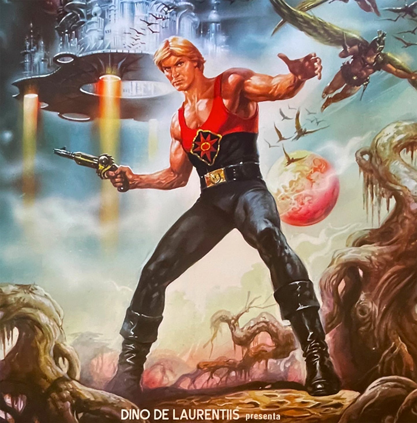 Flash Gordon Movie Poster Print Framed Canvas, Action Adventure Poster, Film Poster, Vintage Poster gift canvas wall art