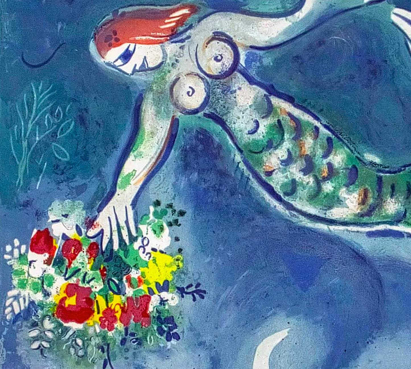 Marc Chagall, Mermaid and Fish Poster Print Framed Canvas, French Riviera, French Poster, Vintage Poster, gift canvas