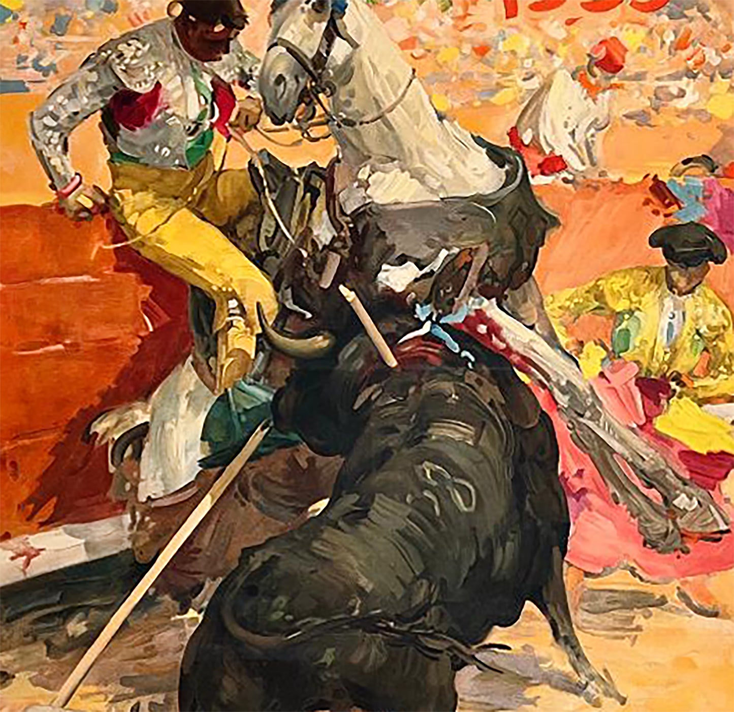 Bilbao 1935, Corridas Generales Spanish Bull Poster Print Framed Canvas, Toros, San Fermin, Pamplona, Tourism Travel Poster, Vintage Poster