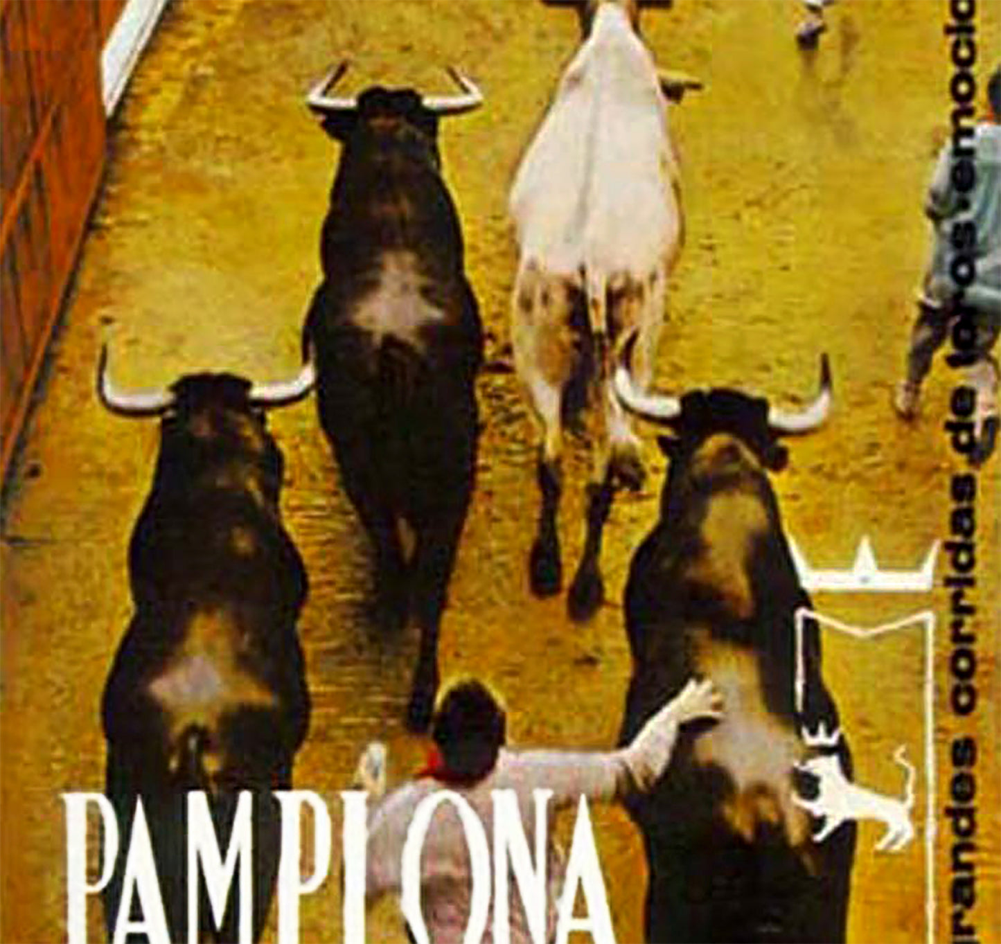 Pamplona 1964, Running of The Bulls Spanish Poster Print Framed Canvas, San Fermin, Pamplona, Tourism Travel Poster, Vintage Poster