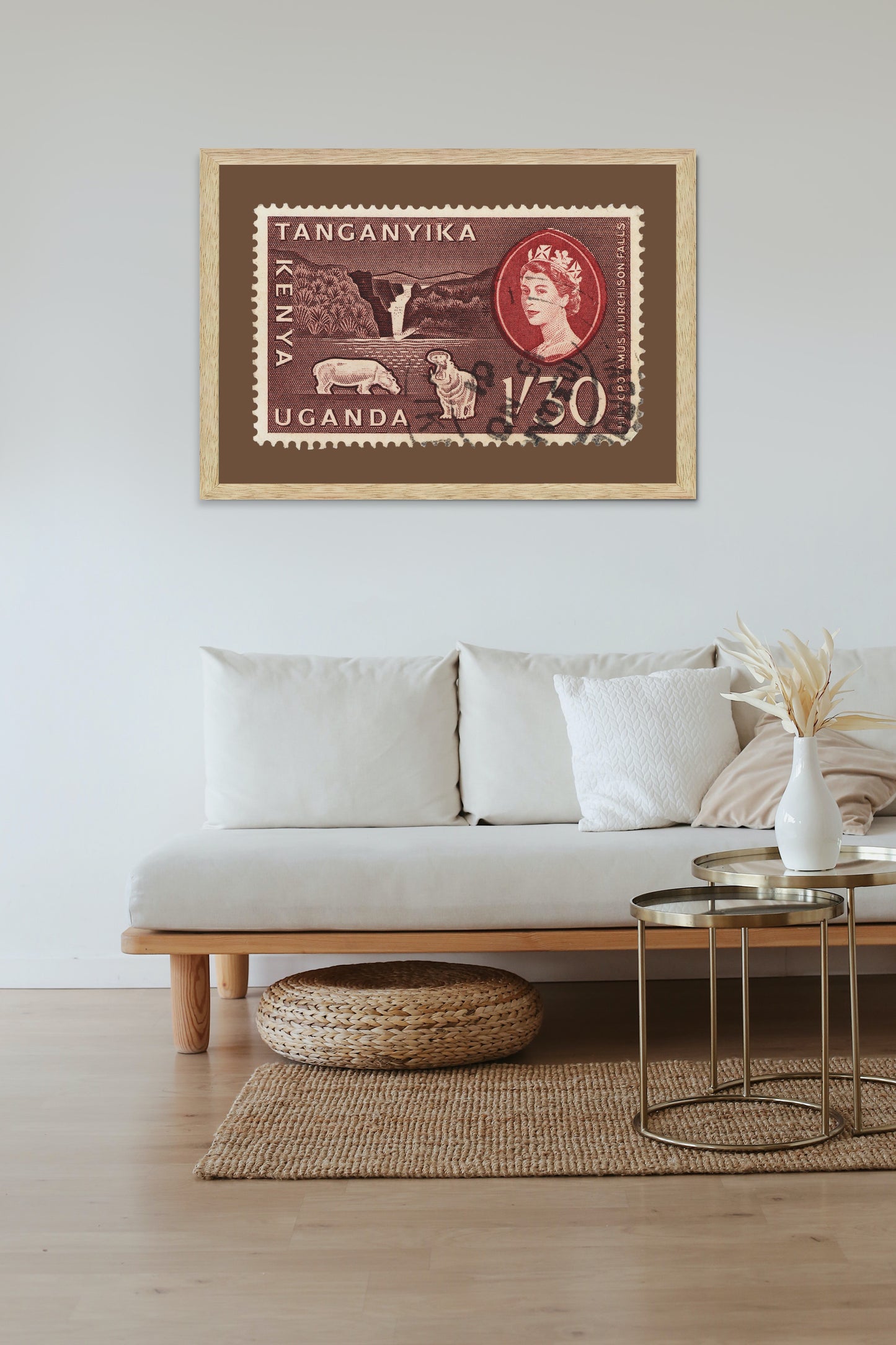 Republic of Tanganyika Stamp, Vintage African Stamp Art Postage Framed Canvas Print, Kenya Stamp, Uganda Stamp, Travel Poster Prints