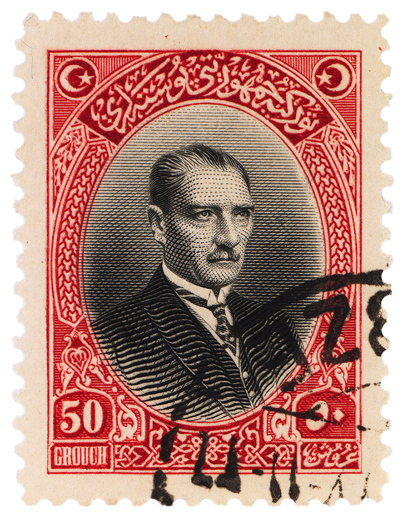 Turkish Republic Stamp Collection, Atatürk Portrait, Philately, Red, Poster, Wall Hanging, Home Decor, Gift idea