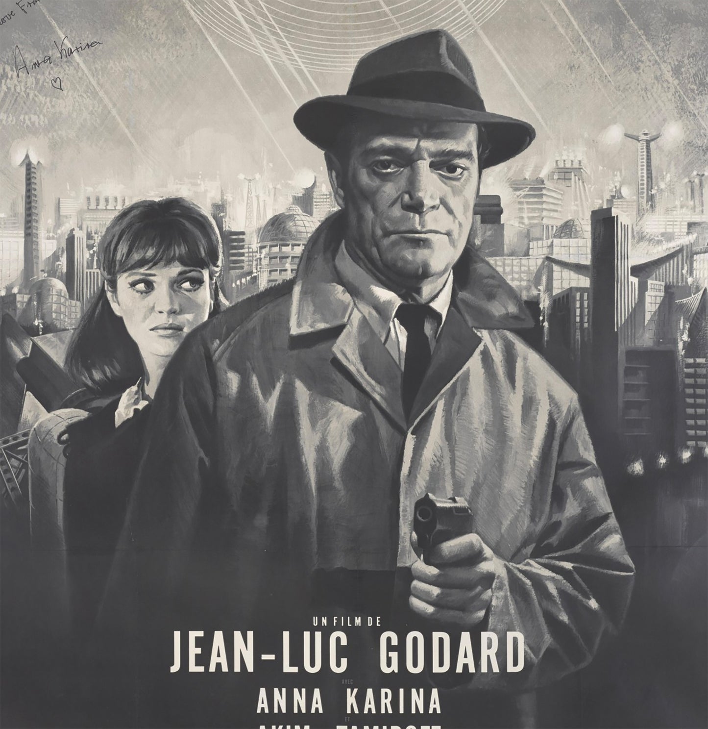 Alphaville Movie Poster Framed Canvas Print, Signed by Anna Karina, French Poster, Film Poster, Advertising Poster, Vintage Poster