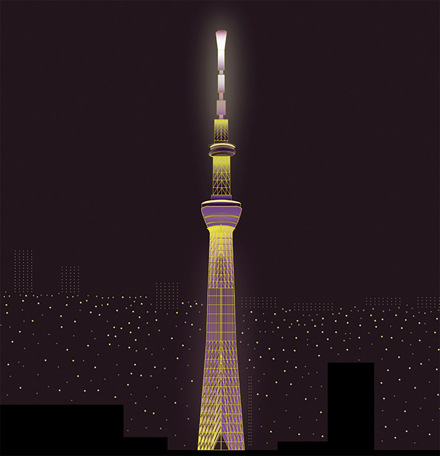 Skytree, Tokyo Poster Framed Canvas Print, Tokyo City Poster, Tallest Tower, Tokyo Solamachi, illustration poster, vector poster, canvas art