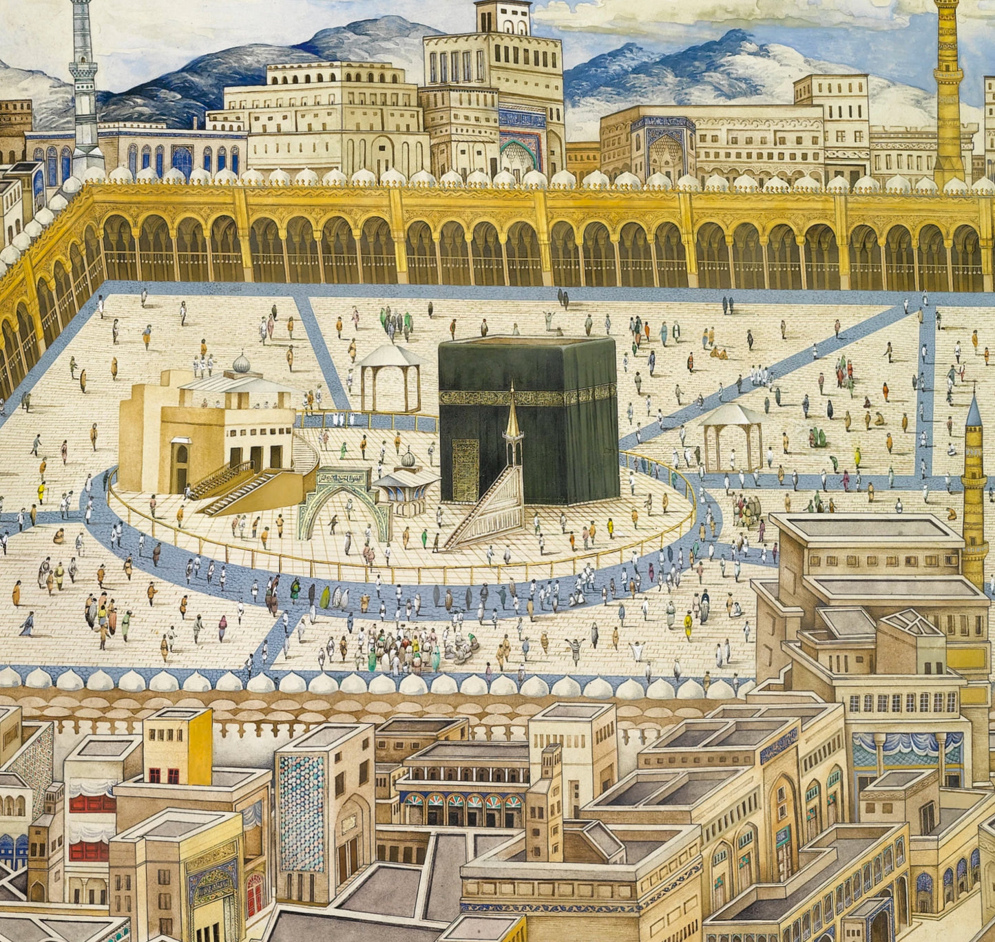 A View of the Kaaba and Surrounding Buildings in Mecca Persia 19th Century Art Printed Poster