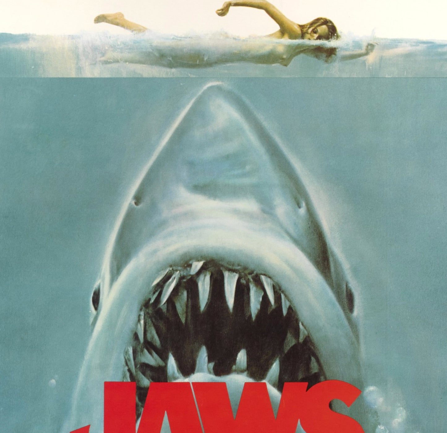 Jaws Movie Poster 1975 Framed Canvas Print, Vintage Poster, Advertising Poster, Movie Poster, Film Poster Print Framed Canvas Wall Art