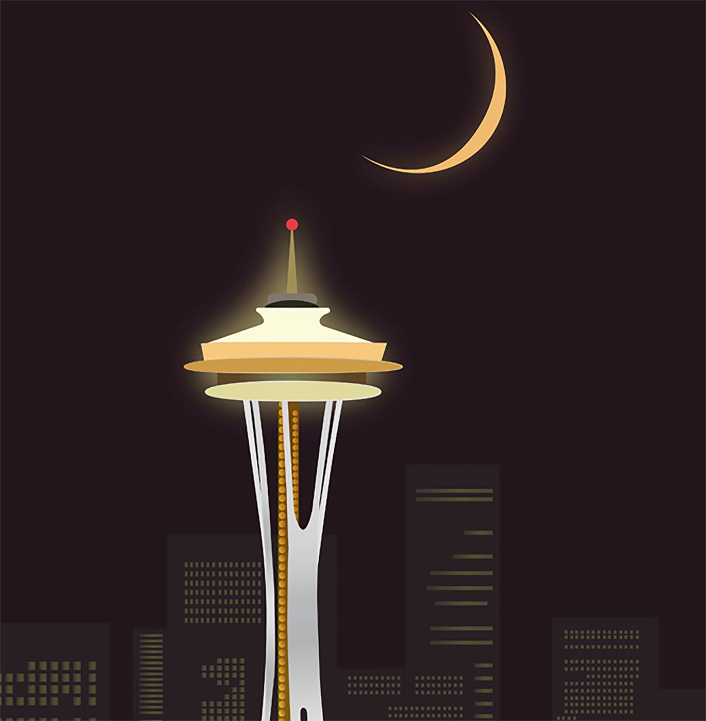 Seattle Space Needle Poster Framed Canvas Print, Tower Poster, Vector poster, abstract poster, city poster, illustration poster, canvas art
