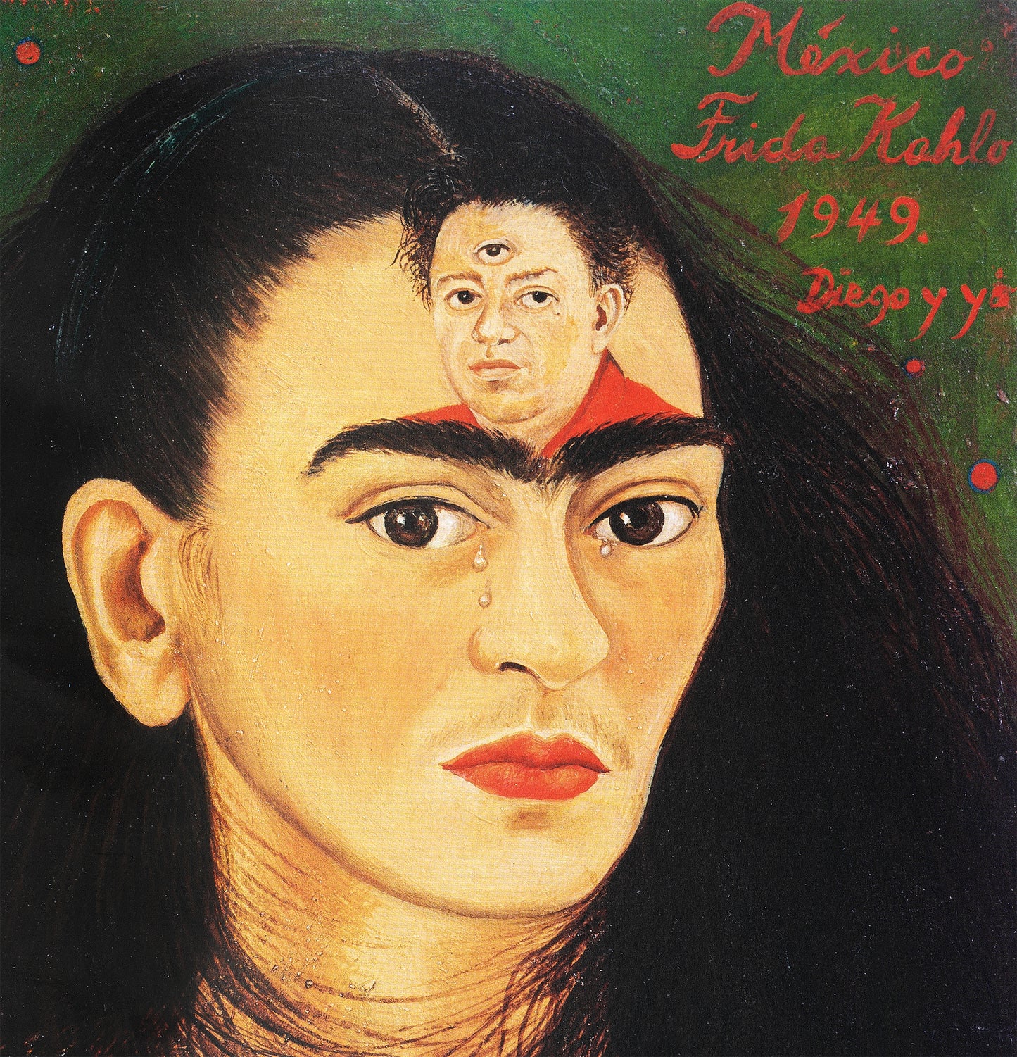 Frida Kahlo’s Final ‘Bust’ Self-Portrait from the 1940's, Diego and I Exclusive Frame Canvas, Frida Kahlo style, Mexico, wall decoration