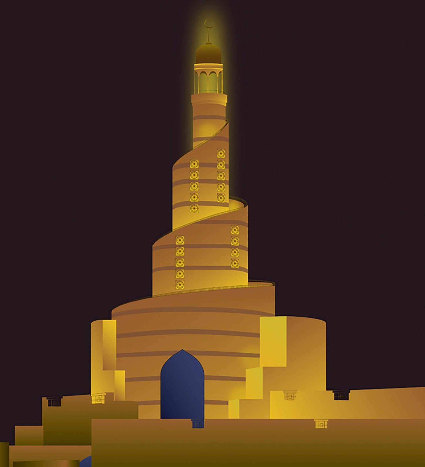 Abdullah Bin Zaid Al Mahmoud Islamic Cultural Center, Fanar Masjid Poster Framed Canvas Print, Qatar Poster, illustration poster, canvas art