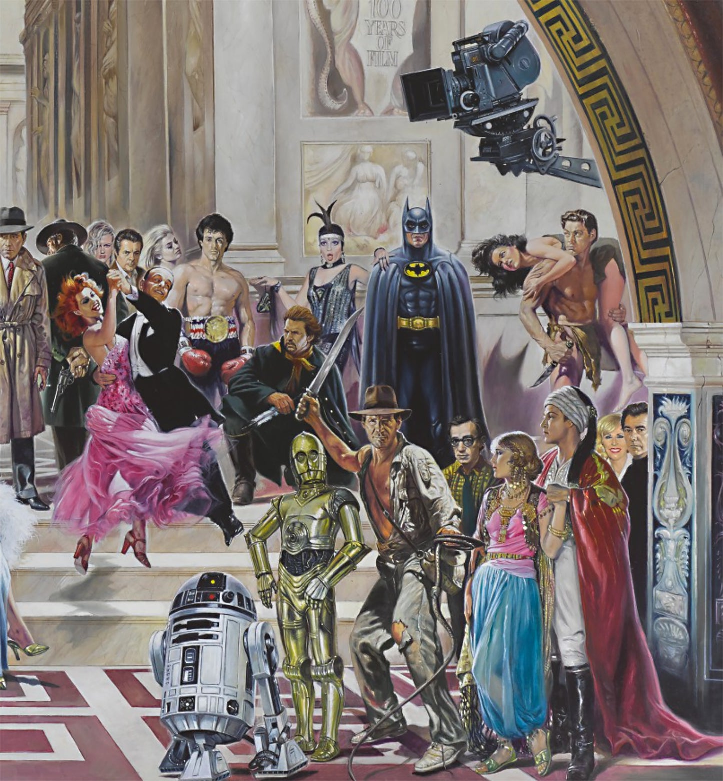 100 Years of Movies Print Canvas, Renato Casaro painters work, Movie Poster, Vintage Poster