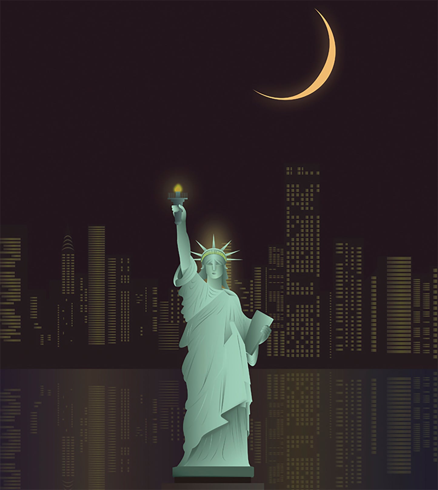 Statue of Liberty Poster Framed Canvas Print, New York Poster, Vector poster, abstract poster, city poster, illustration poster, canvas art