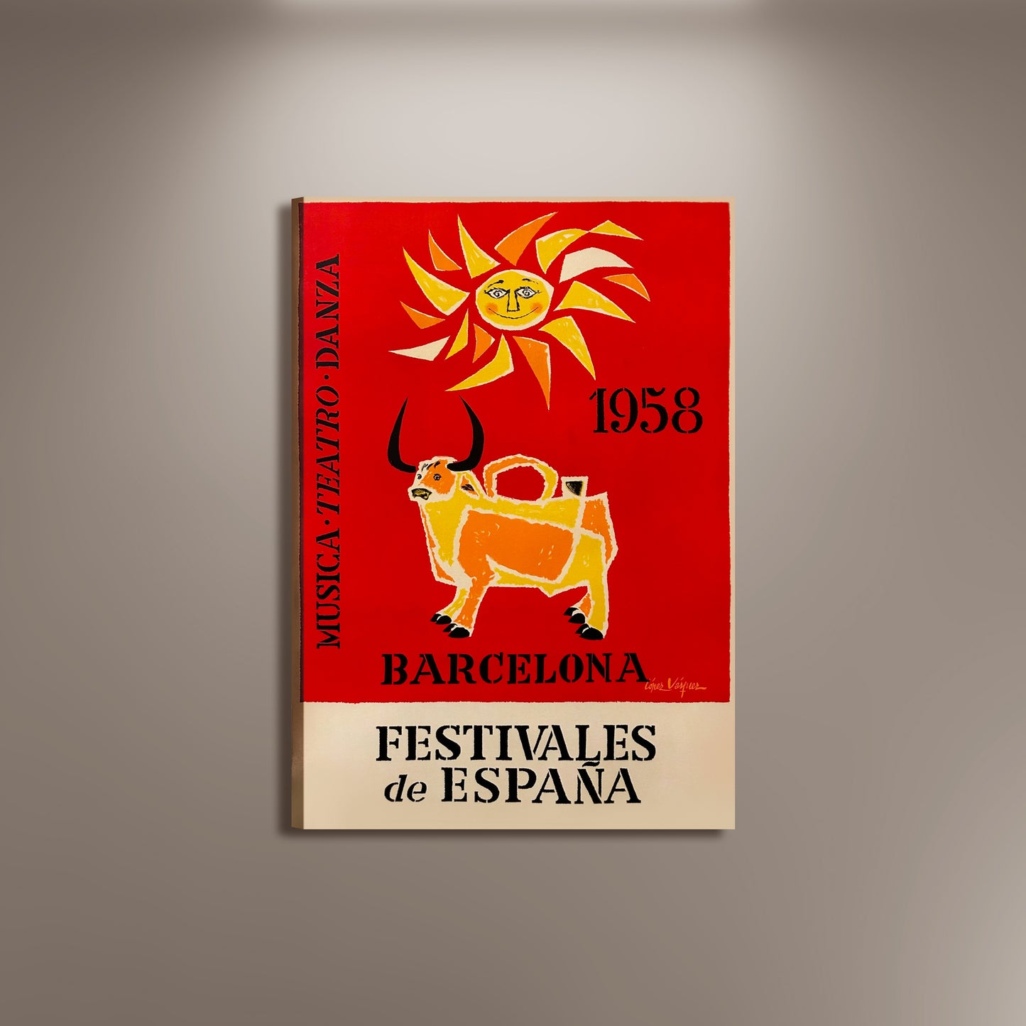 Festivales de España Barcelona Poster Print Framed Canvas, Musica, Teatro, Danza, Spain Poster, Tourism Travel Poster, Vintage Poster