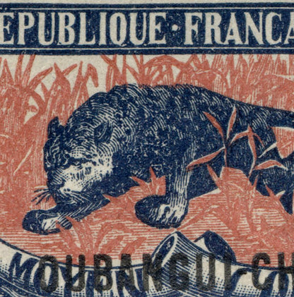 French Republic, Leopard Stamp Postage Poster Framed Floating, Vintage African Stamp, Wall Art Decoration