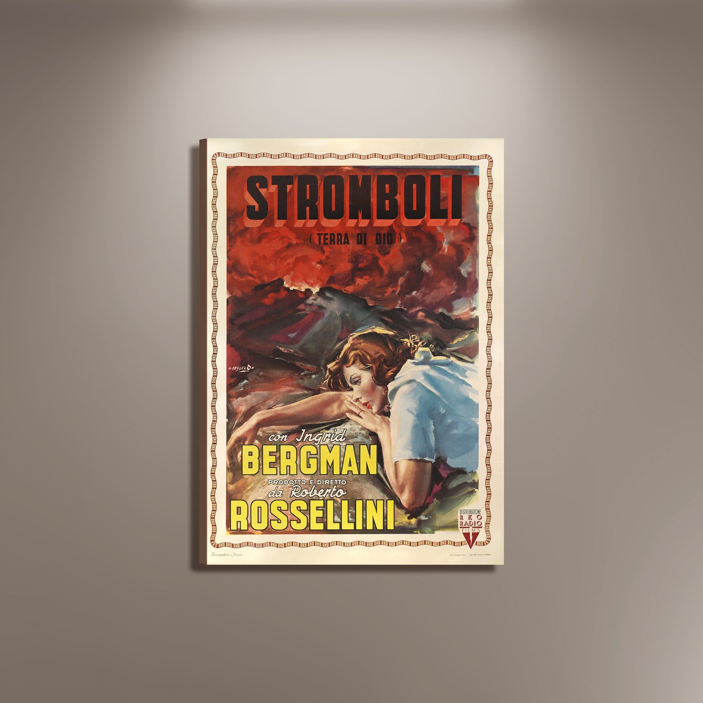 Stromboli, Roberto Rossellini 1950 Movie Poster Print Framed Canvas, Vintage Poster, Film Poster, Advertising Poster, gift canvas wall art