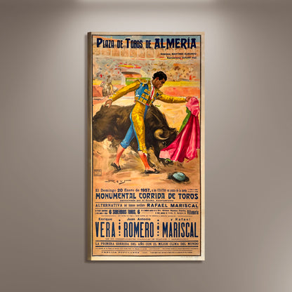 Plaza de Toros de Almeria Bullfighting Vintage Fine Art Print Poster, Lithograph, Matador, Torero, Wall Hangings, Home Decor, Gift ideas