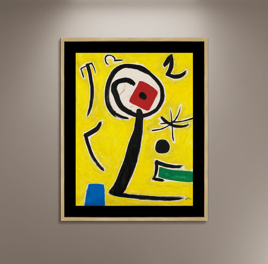 Joan Miro Paintings, Character, Bird, Star in a Landscape Artwork Poster Print Framed Canvas, Surrealism Poster, Vintage Poster, Art Decor