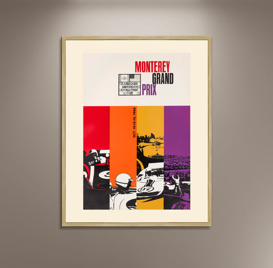Monterey Grand Prix Print Framed Canvas, Sport Car Racing, Motorsports Poster, Vintage Poster, Advertising Poster, Wall Art, Gift Canvas