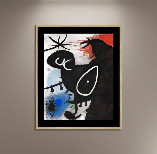 Joan Miro Paintings, Head, Bird, Star Artwork Poster Print Framed Canvas, Surrealism Poster, Vintage Poster, Art Wall Decor Style, gift