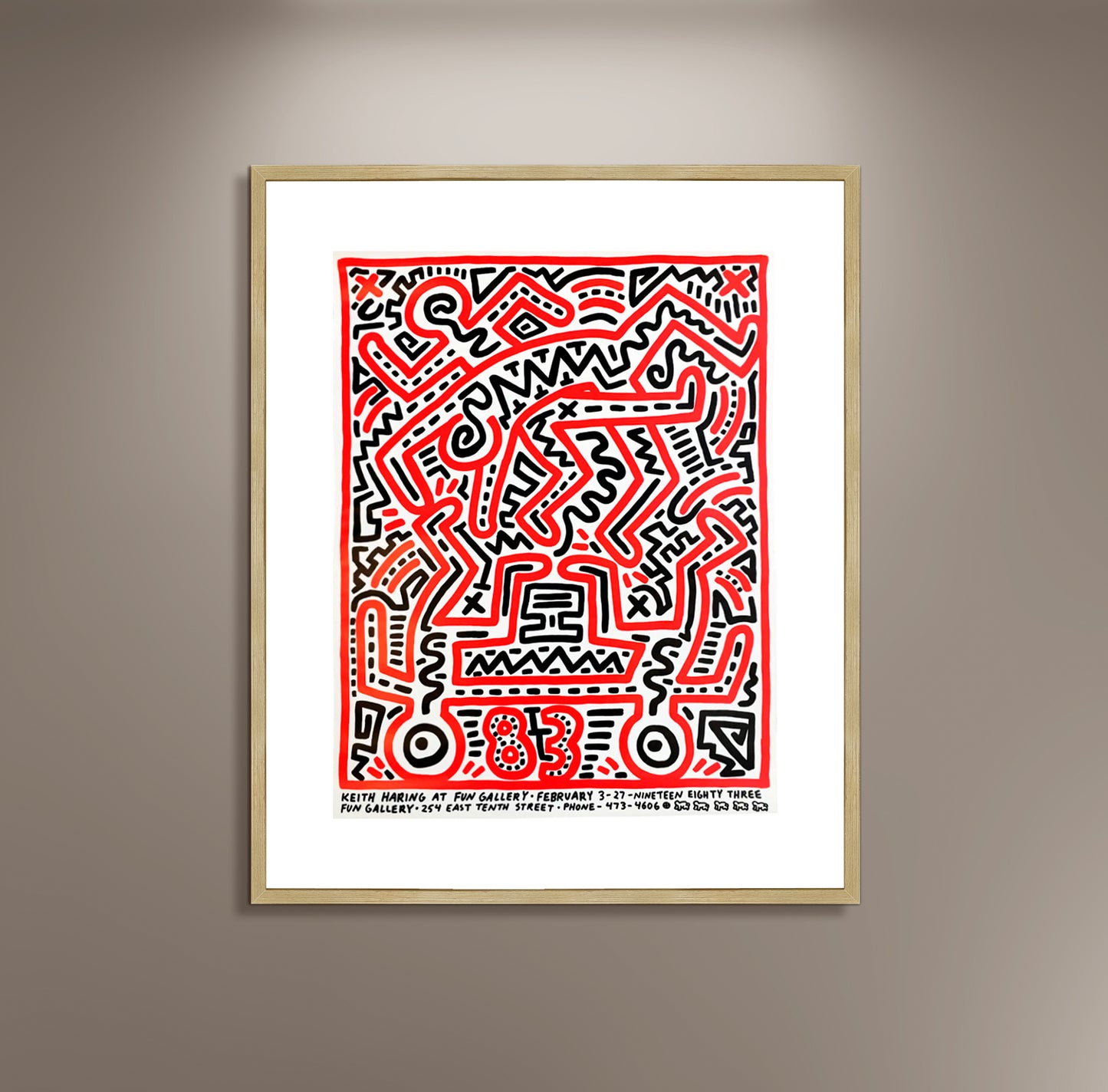 Keith Haring Fun Art Poster Print Framed Canvas, Vintage Art Poster, Graffiti Art Poster, Urban Poster Canvas Wall Art, gift canvas