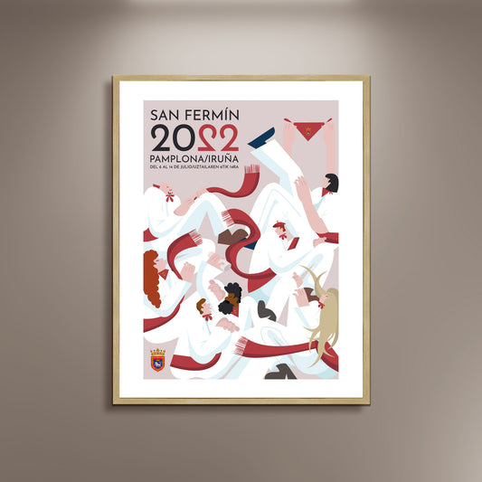 Spain 2022 Espagne Popular Festivals San Fermin Poster Print Framed Canvas, Bulls Poster, Pamplona, Tourism Travel Poster, Vintage Poster