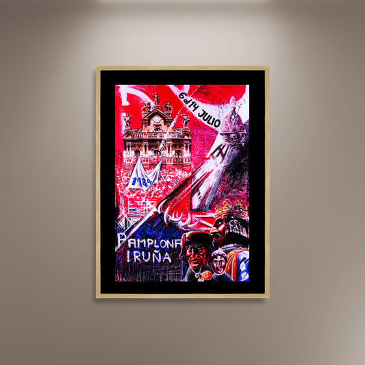 Pamplona City İruna Vintage Poster Print Framed Canvas, Spanish Poster, Tourism Travel Poster, Vintage Poster, Spain Poster, gift canvas