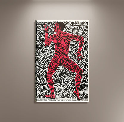 Keith Haring Fun Art Poster Print Framed Canvas, Vintage Art Poster, Graffiti Art Poster, Urban Poster Canvas Wall Art, gift canvas