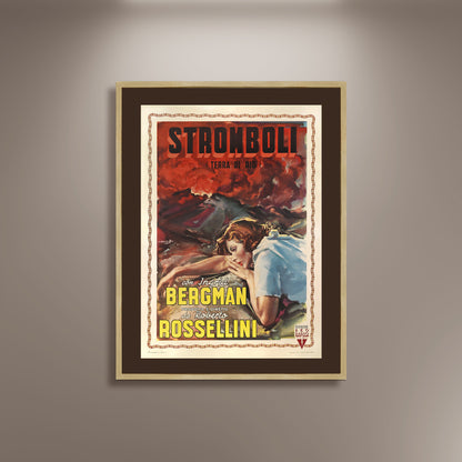 Stromboli, Roberto Rossellini 1950 Movie Poster Print Framed Canvas, Vintage Poster, Film Poster, Advertising Poster, gift canvas wall art