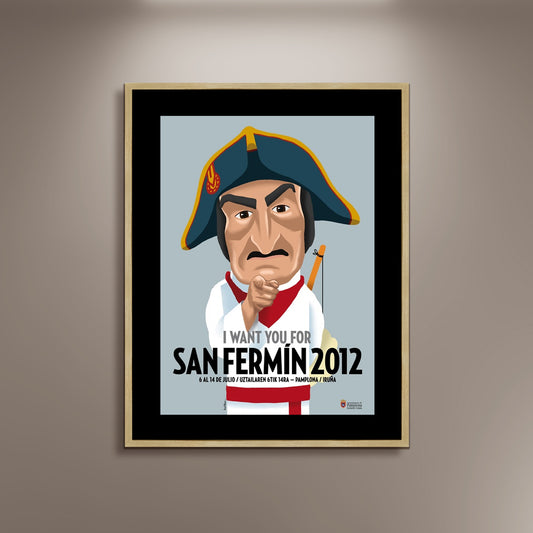 I want you for San Fermin 2012 Poster Print Framed Canvas, San Fermin, Bulls Poster, Pamplona, Travel Poster, Vintage Poster, Gift Canvas
