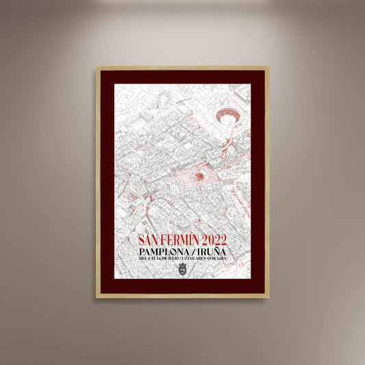 San Fermin 2022 Pamplona City Poster Print Framed Canvas, Bulls Poster, Tourism Travel Poster, Vintage Poster, Spain Poster, gift canvas