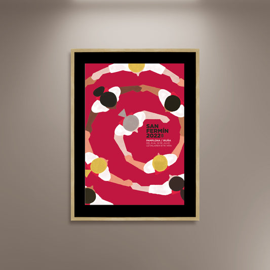 San Fermin 2022 Festival Poster Print Framed Canvas, Pamplona Poster, Spain Poster, Tourism Travel Poster, Vintage Poster