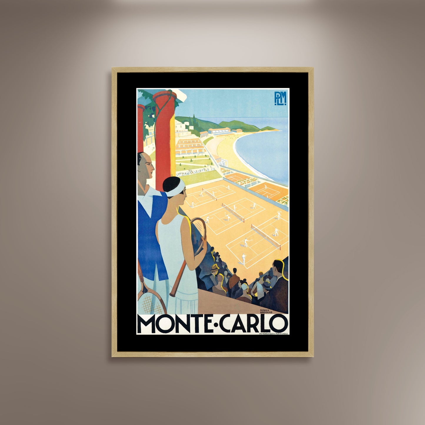 Monte Carlo, Tennis Monaco Art Poster Print Framed Canvas, Vintage Travel Poster, Tourism Poster Wall Art Decor