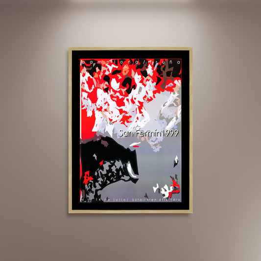 Pamplona Running of The Bulls Spanish Poster Print Framed Canvas, San Fermin, Pamplona, Travel Poster, Vintage Poster, Wall Art, Gift Canvas