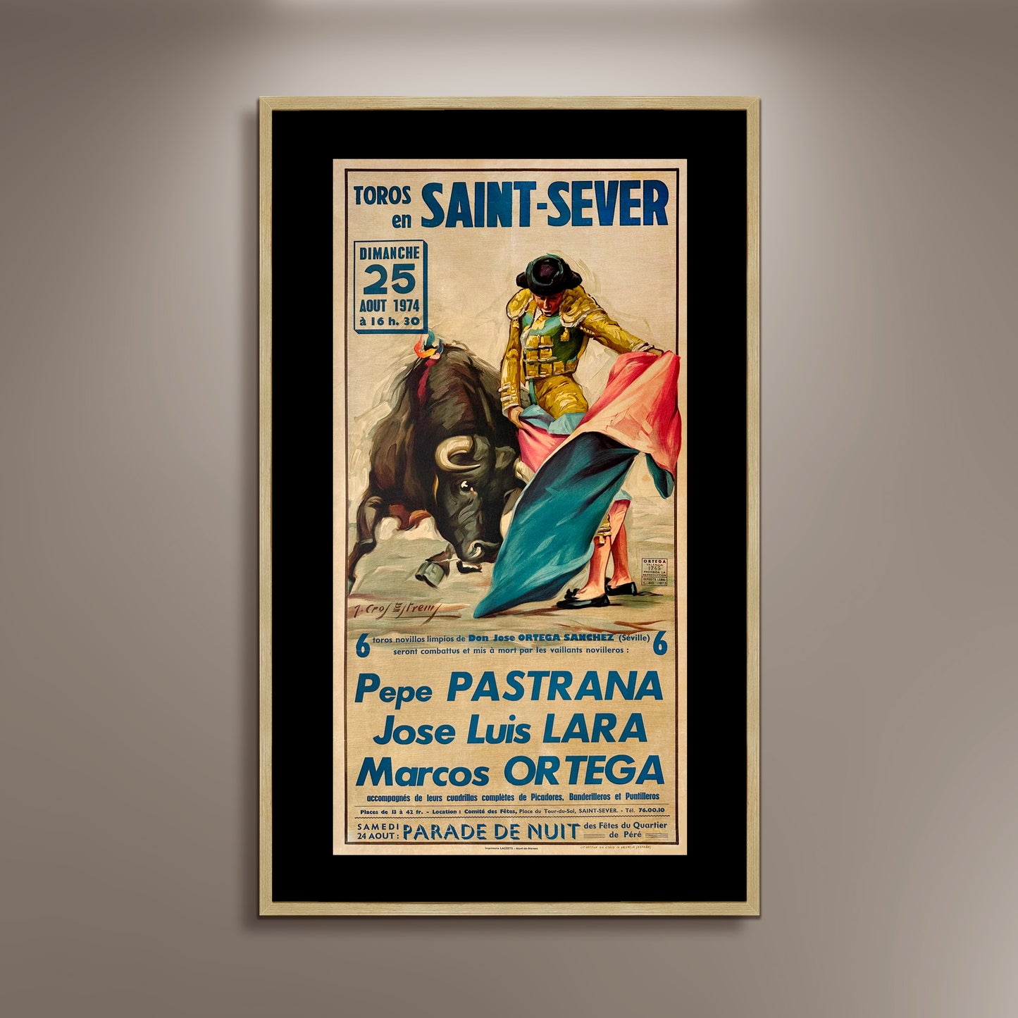 Toros en Saint Sever Bullfighting Vintage Fine Art Print Poster, Lithograph, Matador, Torero, Wall Hangings, Home Decor, Gift ideas