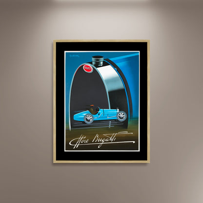 Bugatti Automobile Car Art Deco Race Poster Print Framed Canvas, Vintage Car Poster, Travel Poster, gift canvas