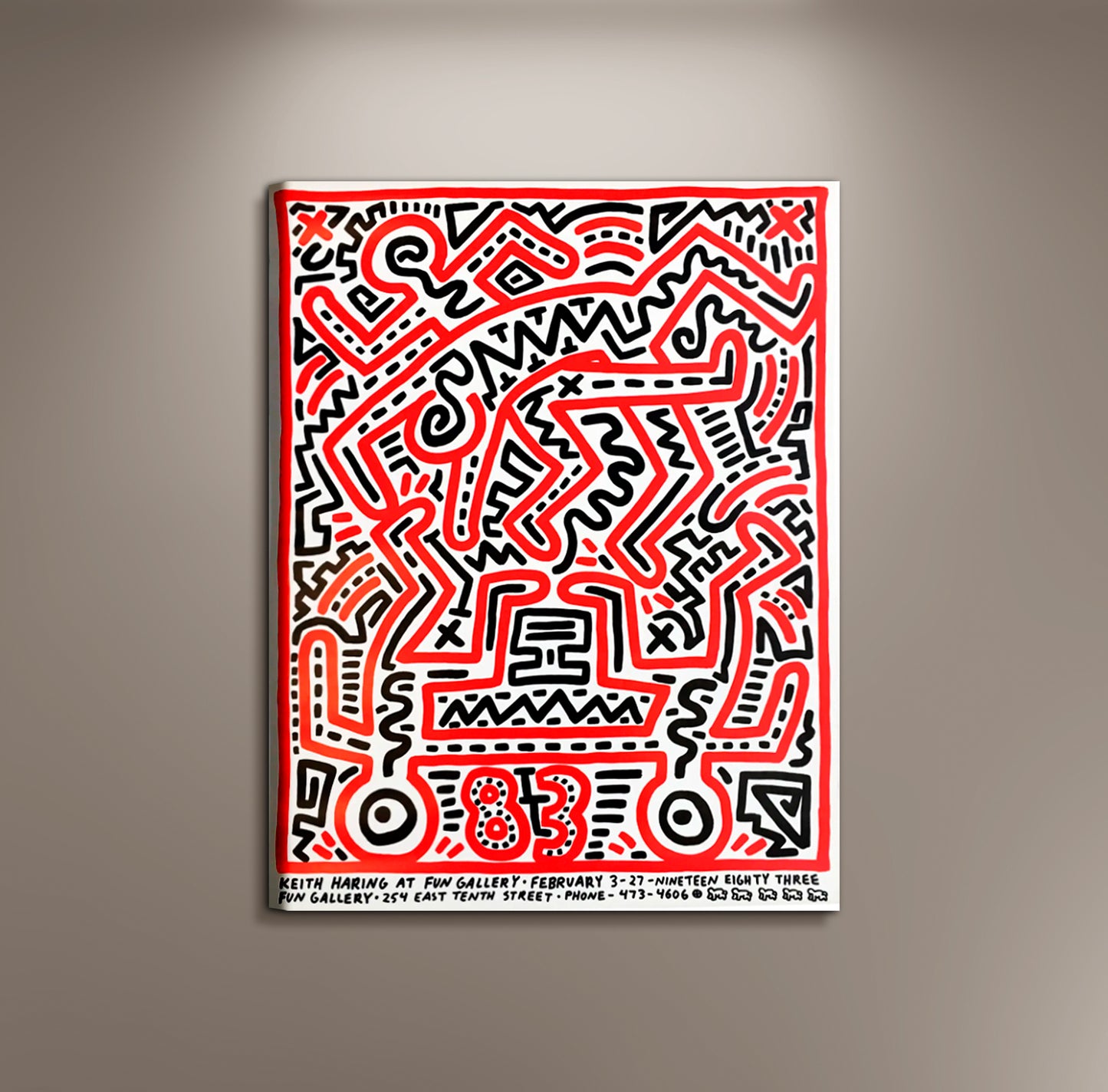 Keith Haring Fun Art Poster Print Framed Canvas, Vintage Art Poster, Graffiti Art Poster, Urban Poster Canvas Wall Art, gift canvas