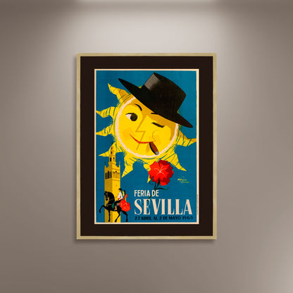 Feria De Sevilla Art Spain Travel Poster Print Framed Canvas, Spanish Tourism Poster, Seville Tourism Poster, Vintage Poster