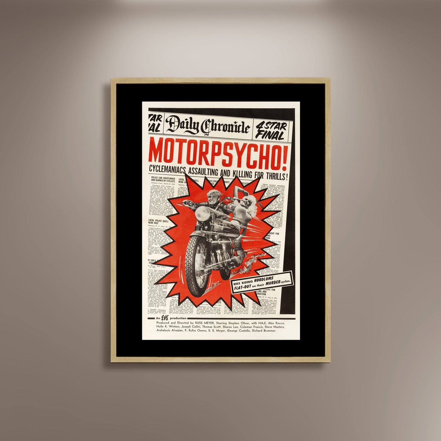 Motor Psycho Movie Poster Print Framed Canvas, Classic Vintage Style Motorcycle Poster, Film Poster, Advertising Poster, gift wall art