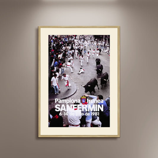 Festival of San Fermin Spanish Bull Poster Print Framed Canvas, San Fermin, Pamplona, Tourism Travel Poster, Vintage Poster wall art