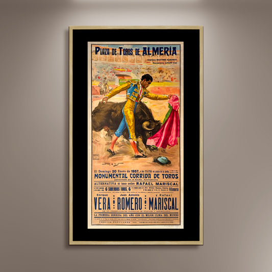 Plaza de Toros de Almeria Bullfighting Vintage Fine Art Print Poster, Lithograph, Matador, Torero, Wall Hangings, Home Decor