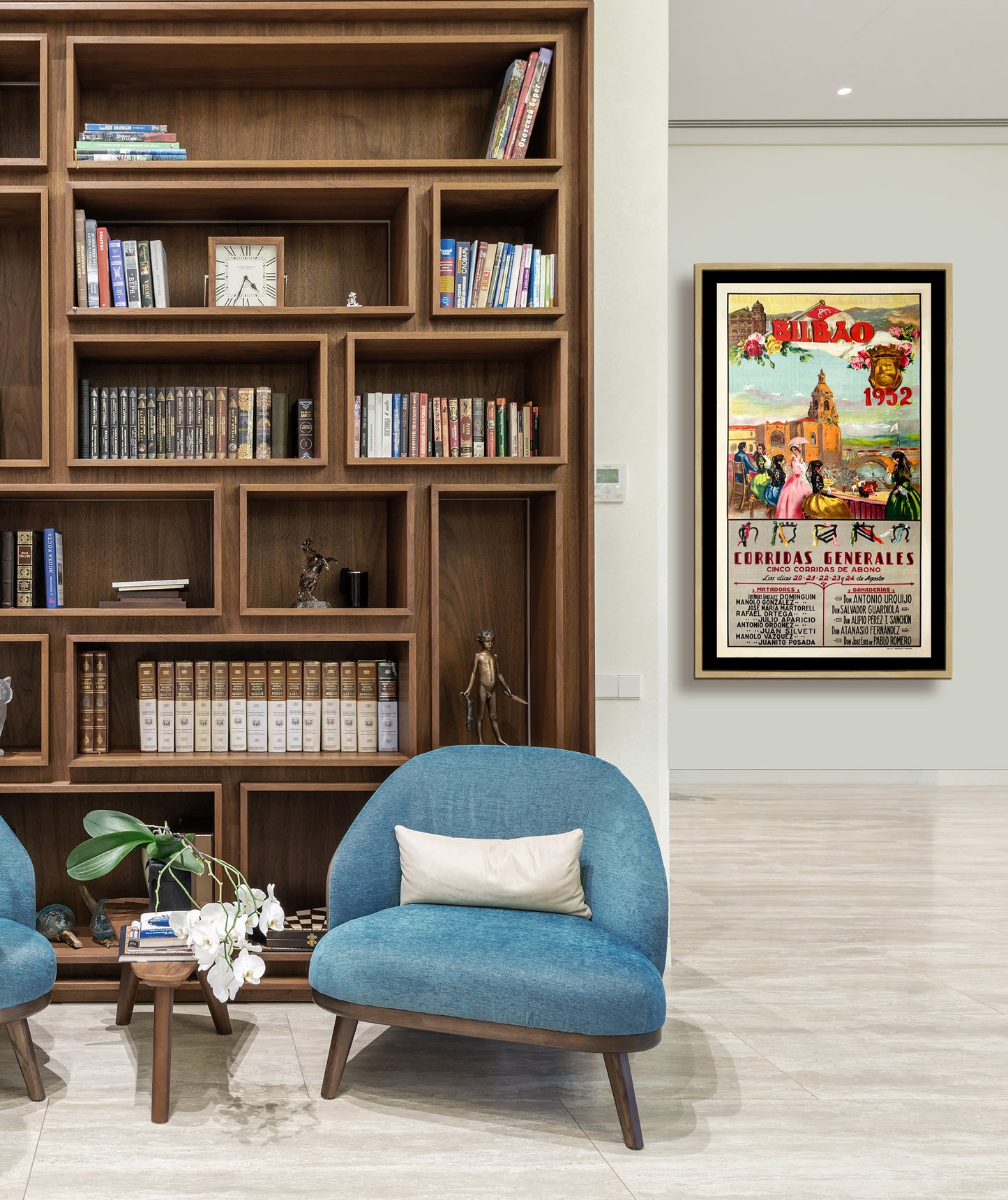 Bullfighting Bilbao 1952 Spanish Poster Print Framed Canvas, Bull Poster, Spain Poster, Tourism Poster, Vintage Poster