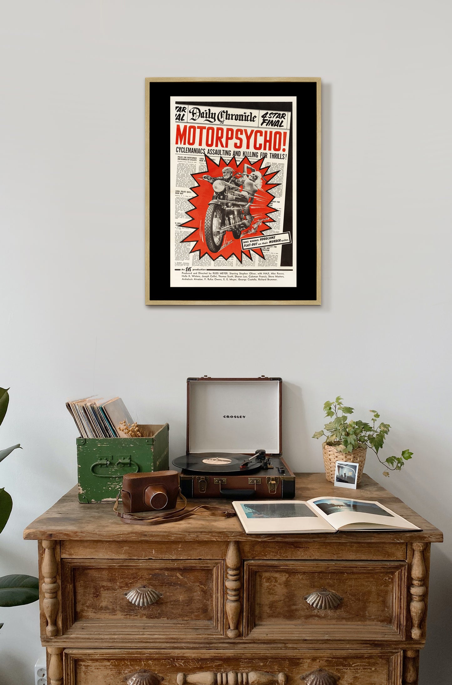 Motor Psycho Movie Poster Print Framed Canvas, Classic Vintage Style Motorcycle Poster, Film Poster, Advertising Poster, gift wall art