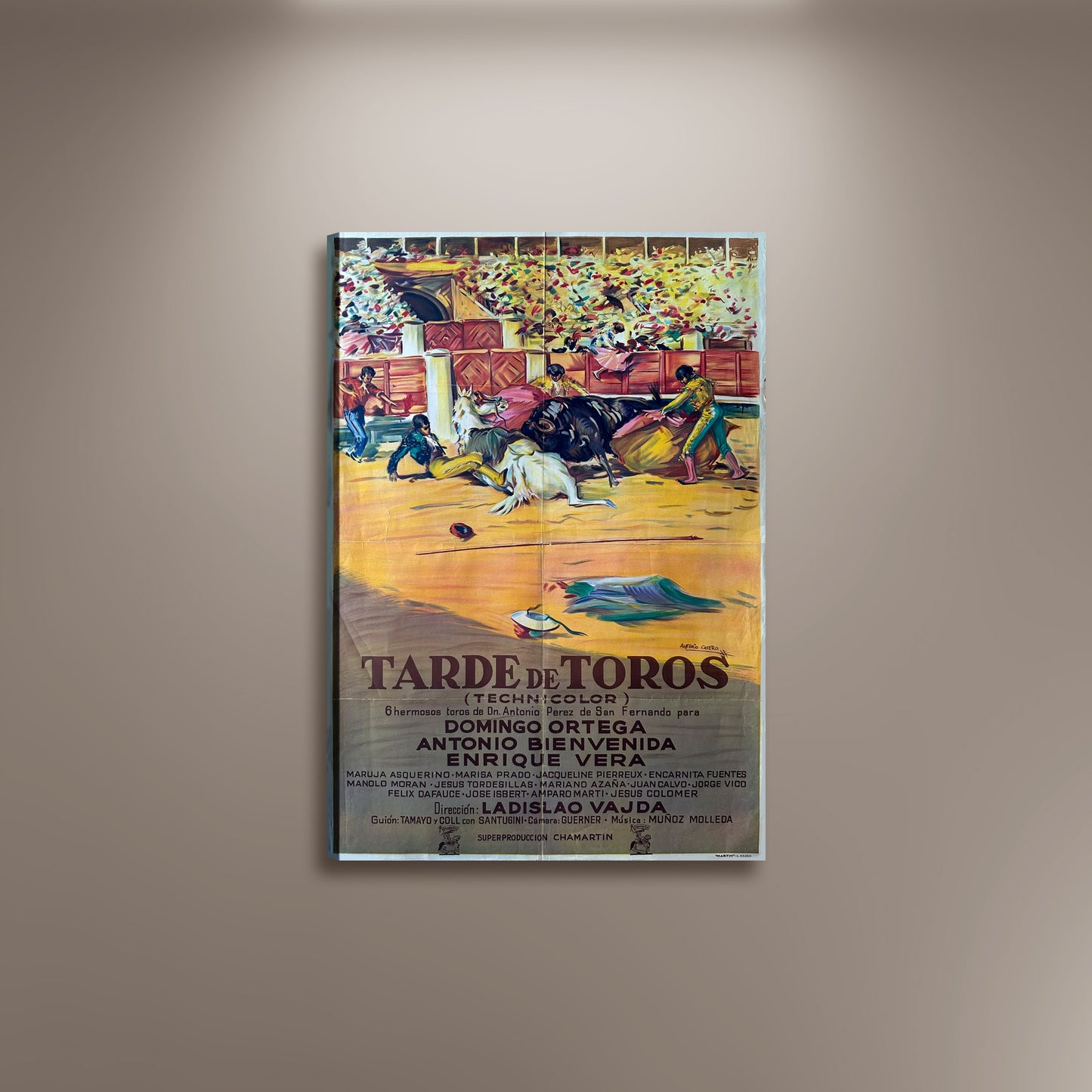 Tarde de Toros Poster Bullfighting Spanish Print Framed Canvas, Pamplona Poster, Bull Poster, Spain, Tourism Travel Poster, Vintage Poster