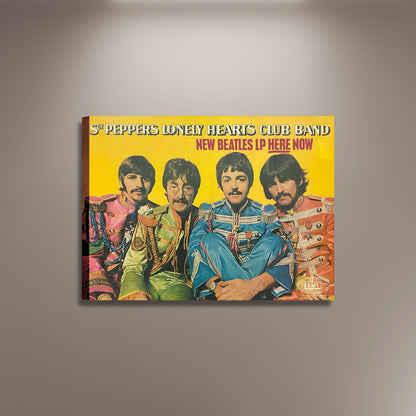 The Beatles, Sgt. Pepper's Lonely Hearts Club Band Poster Framed Canvas Print, Film Poster, Movie Poster, Vintage Advertising Poster