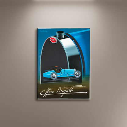 Bugatti Automobile Car Art Deco Race Poster Print Framed Canvas, Vintage Car Poster, Travel Poster, gift canvas